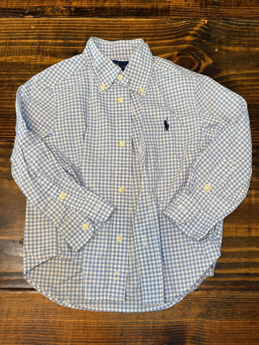 Ralph Lauren Blue and White Gingham Button-Down Shirt